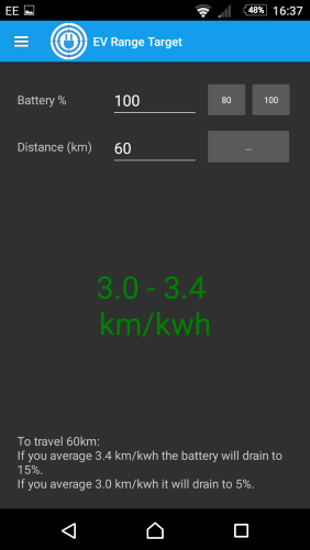Screenshot of Ev Range Target android app